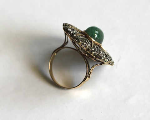 Estate antique Victorian diamond emerald ring