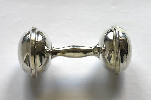 Sterling silver barbell rattle Hallmarked .925 Nickel free..