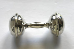 Sterling silver barbell rattle Hallmarked .925 Nickel free..