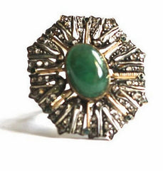 Estate antique Victorian diamond emerald ring