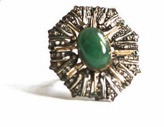 Estate antique Victorian diamond emerald ring